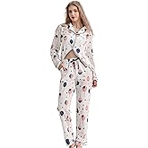 NAP BOUND 100% Cotton Pajama Sets for Women 2025 Holiday PJs Set Soft Long Sleeve Button Down Sleepwear XS-XXL