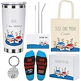 CAKKA Book Lovers Gift Set, 8 PCS Readers Set With 20 oz Tumbler, Lid, Straw Brush, Canvas Tote Bag, Socks, Key Chain, Thanks Card, Gift Box - Book Accessories Reading Idea for Women Girl