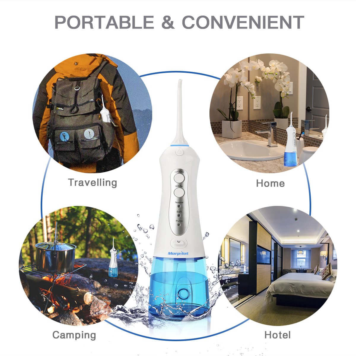 Water Flossers for Teeth,Cordless Oral Irrigator Floss Water Jet with 4 Jet Nozzles and 200ml Reservoir,IPX7 Waterproof Usb Rechargeable 3 Water Pressure and FDA Approved
