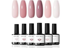 modelones Gel Nail Polish Set - 6 Colors Nude Pink Milky White Gel Polish Set Light Neutral Pink Nail Polish Barely Pink Soak Off LED Starter Kit Popular Nail Art DIY Manicure Gifts