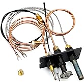 Lamudo Propane and Natural Gas Pilot Assembly Replaces 10002265 10002264 | LP 3 way Fireplace Pilot Replacement for Majestic,Temco,Vermont Castings Dutchwest Fireplaces and Inserts, Include NG Nozzle
