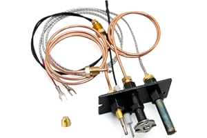 Lamudo Propane and Natural Gas Pilot Assembly Replaces 10002265 10002264, LP NG 3 Way Pilot Replacement for Majestic,Temco,Vermont Castings Dutchwest,Fireplace and Stoves(Include Free NG Nozzle)