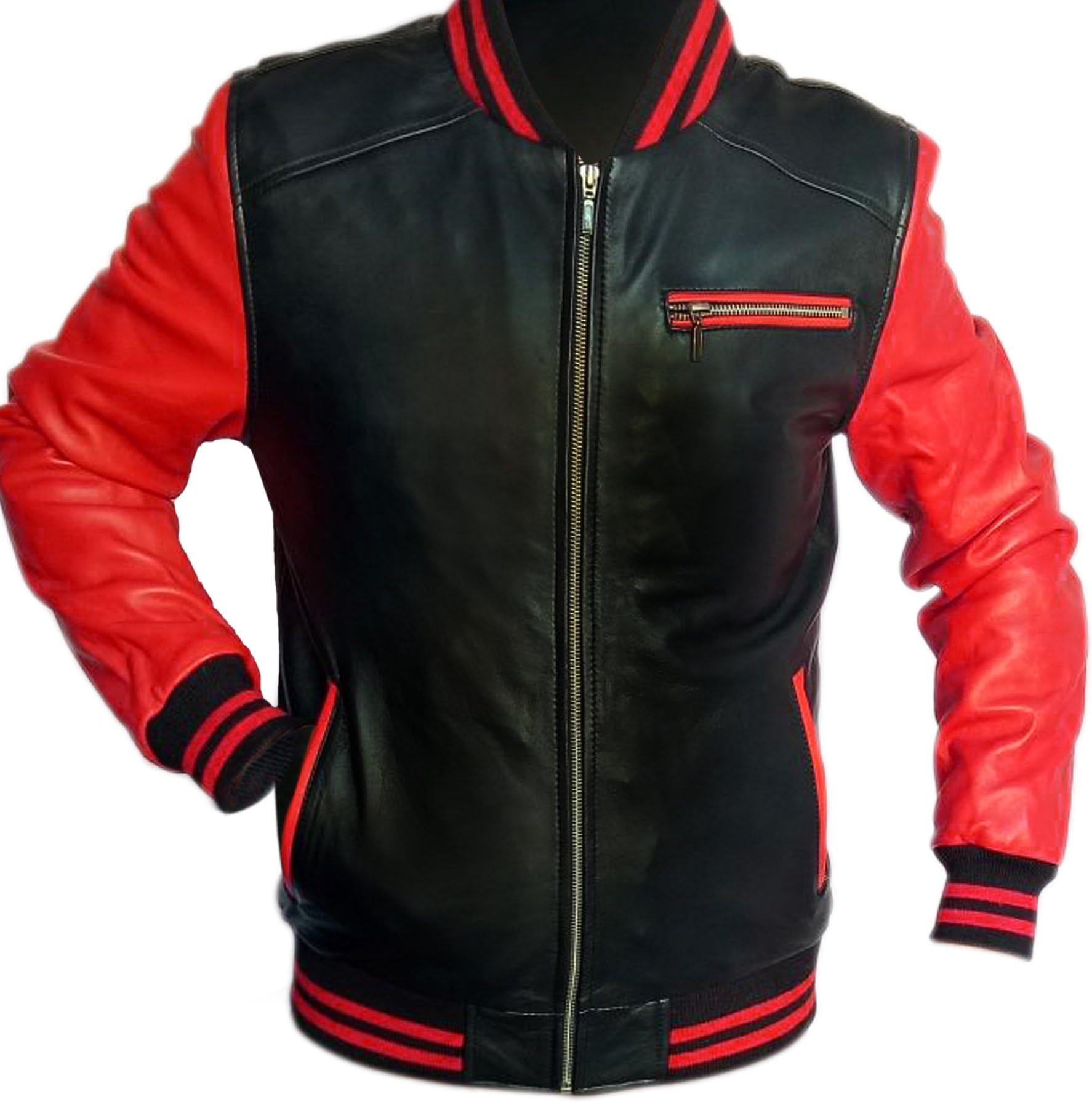 The Outerwear Black and Red Leather Jacket for Mens | Red and Black Leather Jackets