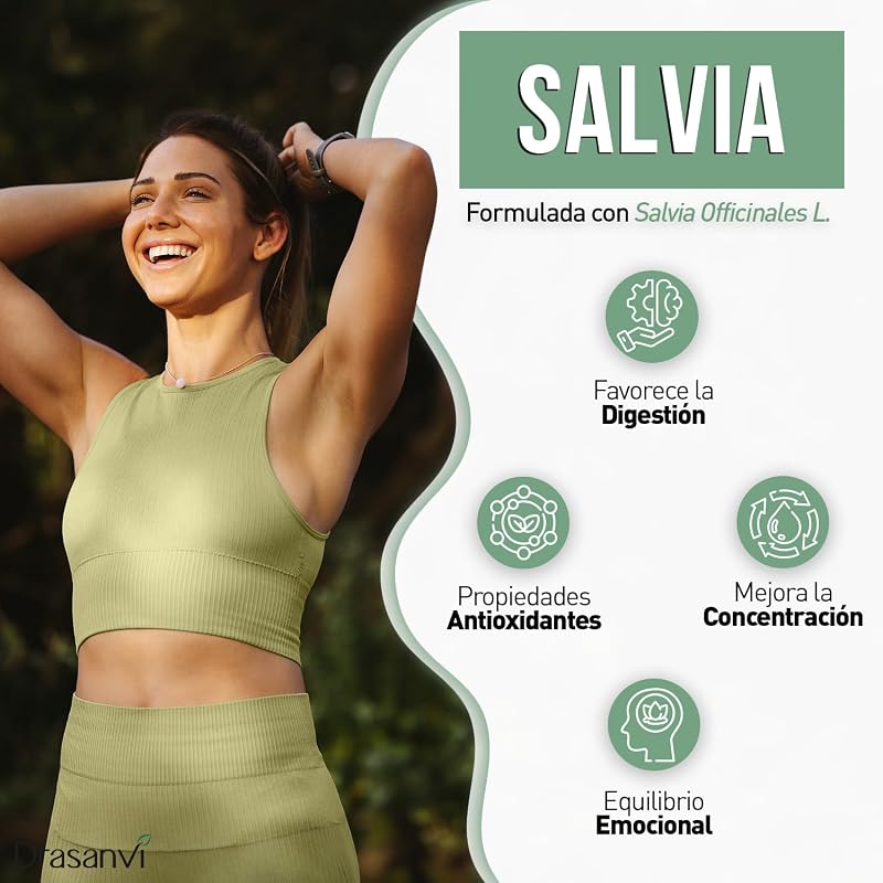 Sage 350mg Extrato Concentrado 5:1 Drasanvi em 30 cápsulas sem glúten