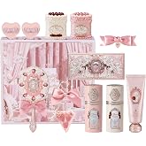 Flower Knows Cake Charm 12-Piece Collectible Beauty Gift Set | Pink Cake-Themed Gift Box with Lip Cream, Liquid Blush, Eyeshadow Palette, Solid Perfume, Hand Cream, Mirror &amp; Tools
