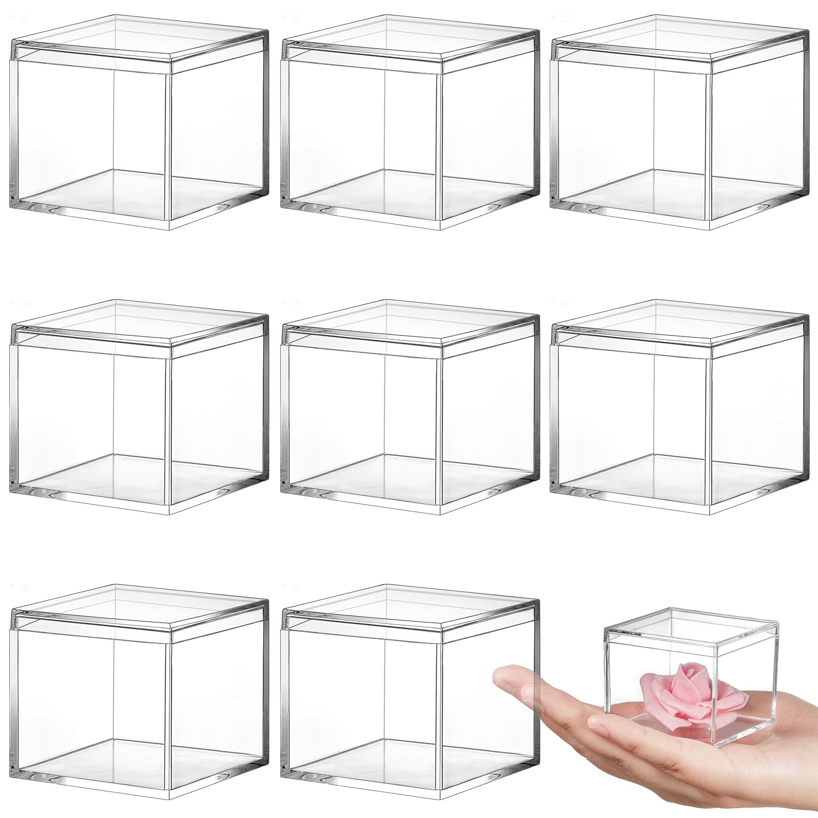 Blulu 8 Pieces Clear Acrylic Plastic Jewelry Box