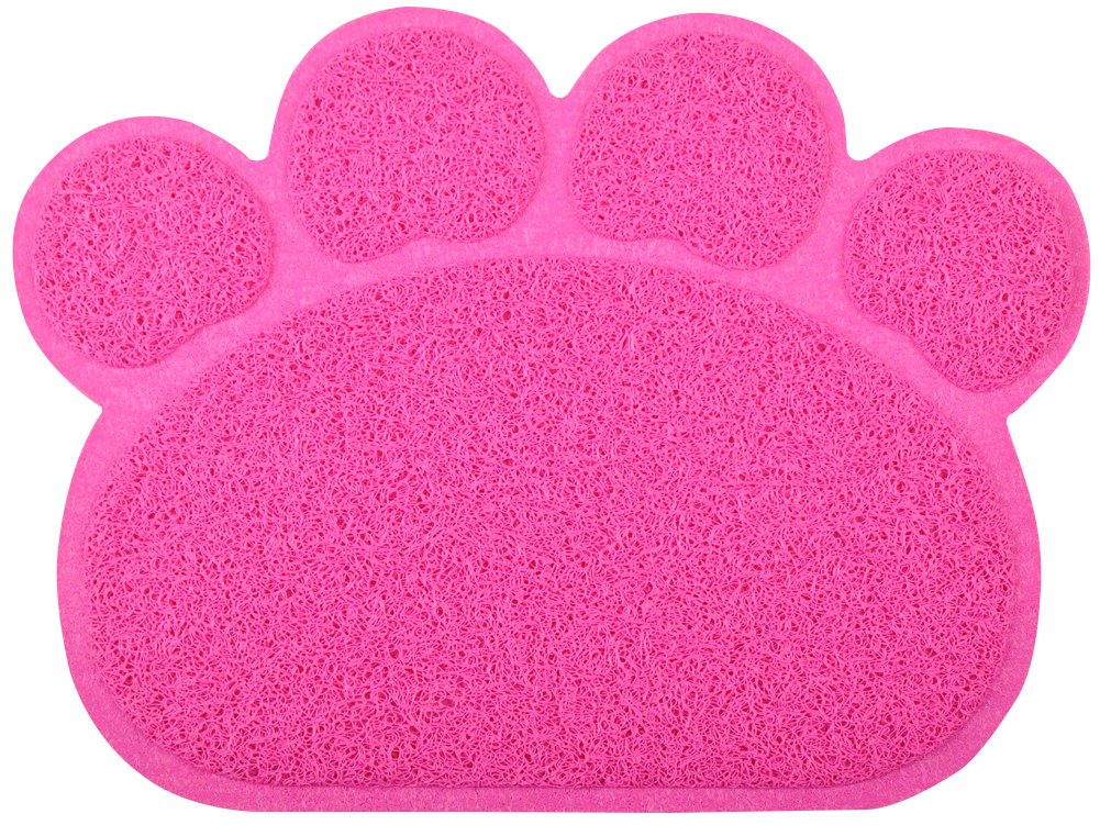 Paw-Shaped Cat Litter Tray Mat,40x30 cm (Pink)