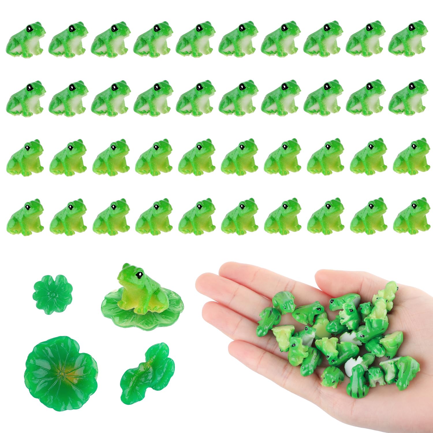 NQEUEPN 40pcs Mini Resin Green Frog Figurines, Frogs, Novelty Miniature Animals, Garden, Dollhouse, Home Decorations