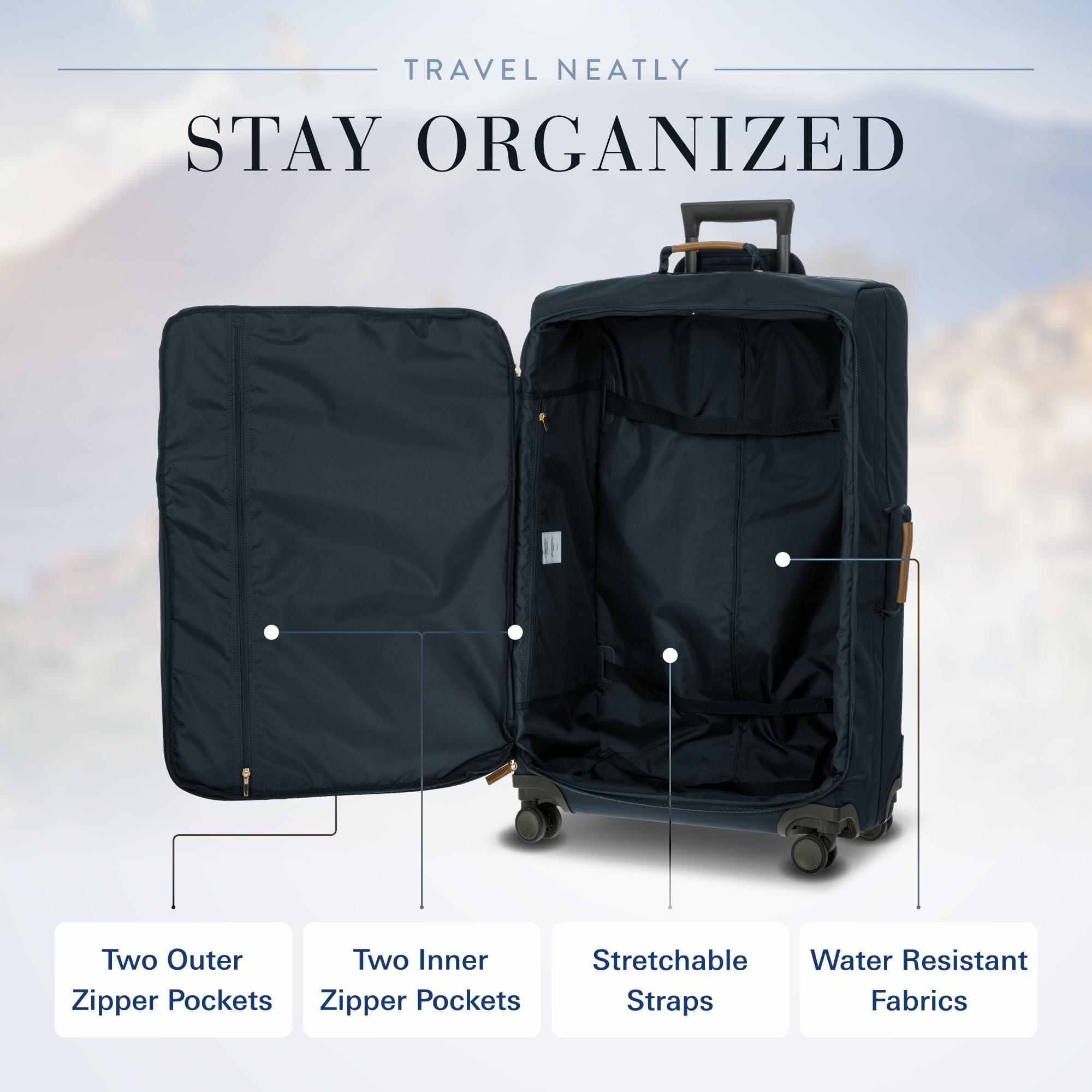Bric's X-Bag Large Spinner with Frame - 30 Inch - Suitcases with Wheels - Checked Luggage - Navy