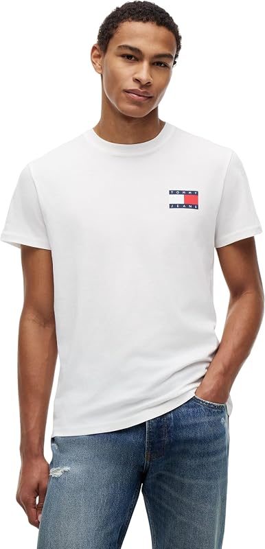 T-Shirt da Uomo Tjm Slim 2pack Ess Flag Tee Extdm0dm22143, Dark Night Navy/Ecru, L — foto 2 di 7