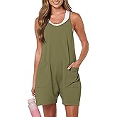 NILOINE Womens Romper Shorts for Summer Casual Loose Sleeveless Spaghetti Strap Overalls Jumpsuit with Pockets 2026 Outfits