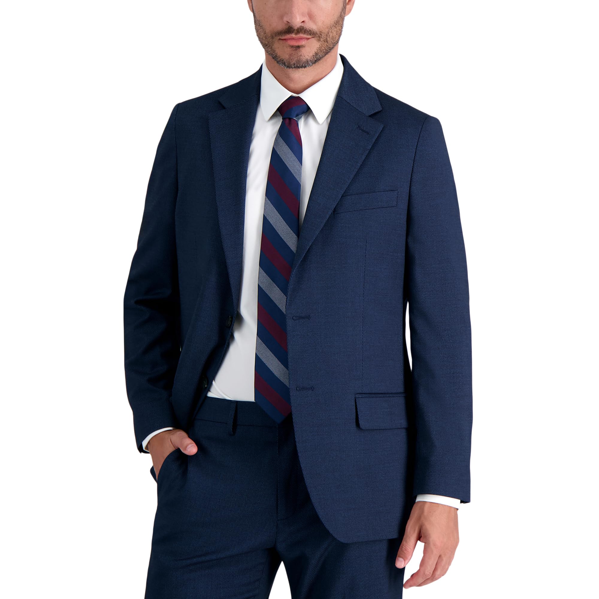 Haggar Men’s JMH Premium Stretch Tailored Fit Suit Separate Pants, Navy-Jacket, 38