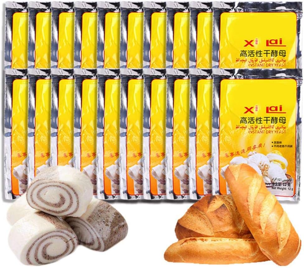 Sponsi 20 Pack Bread Yeast, Active Dry Yeast, Rapid-Rise Instant Yeast for Bread, Pancakes, Pasta, Pizza Crust, Muffins Toast and Cakes Baking