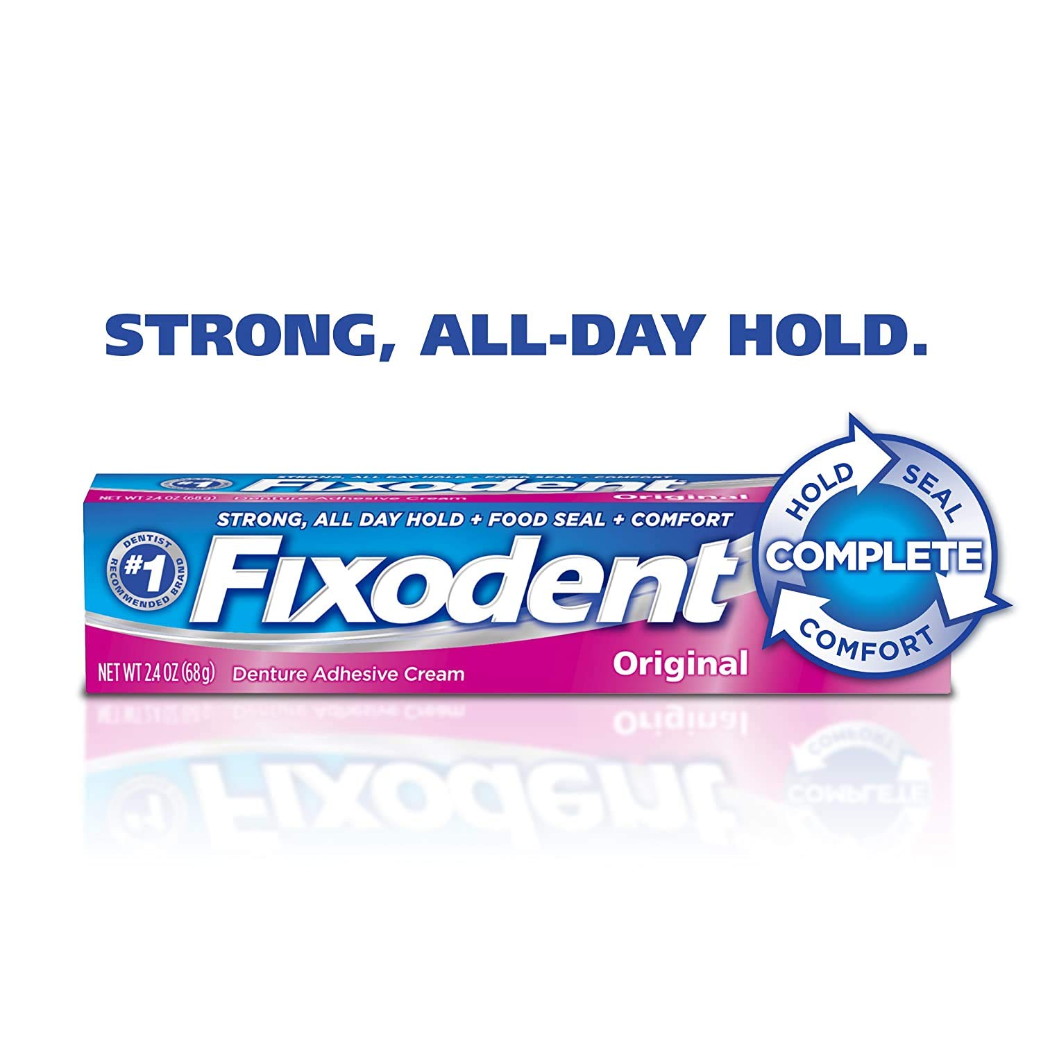 Fixodent Complete Original Denture Adhesive Cream, 2.4 oz, 3 Pack (Packaging May Vary) : Beauty