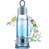 Alkaenum Hydrogen Water Bottle with Three Modes Produces 5000 PPB of Hydrogen Water in 8 Minutes,Made of Aluminium and Glass,with Colorful Light,Rechargeable for Travelling,Office,Home (grey)