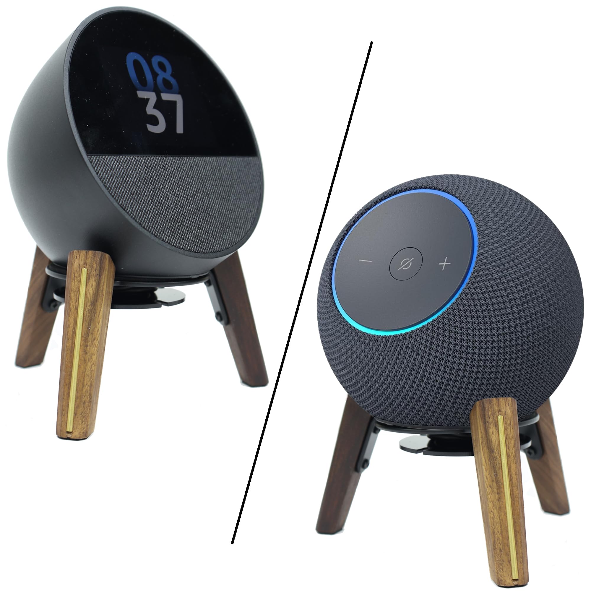 Alloery Desk Stand Compatible with Echo Spot Wood,Dot Max (newest model),Dot 5th,Pop and Homepod mini Stand Protect Speaker Sound Better Stable Wooden Mount Holder for All Suitable Sized Speakers