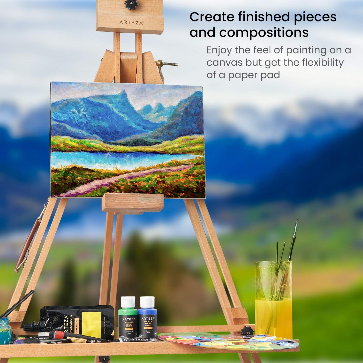 Arteza 9x12” Canvas Pad, 2 Pack, 20 Sheets, 100% Cotton, Primed with Acid-Free Gesso, Glue-Bound Pad of Canvas Paper for Acrylic Painting or Oil Paint, Ideal for Painting and Mixed Media