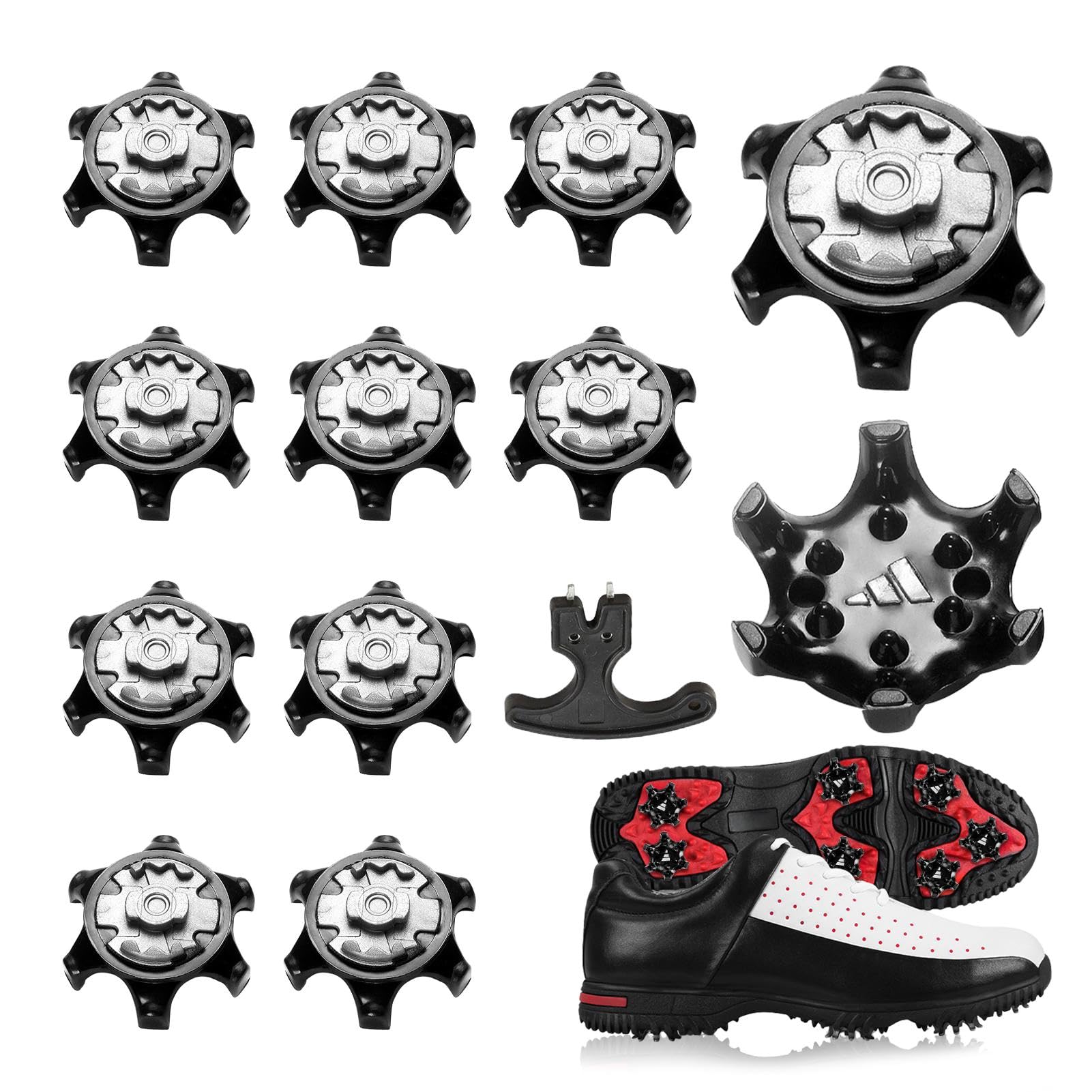 Violotoris 12 Pcs Golf Shoe Spikes Set,Golf Spikes Set with Traction Stability and Comfort,Training Aids Accessories Outdoor Replacement Parts Golf Shoe Spike