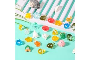 NQEUEPN 36pcs Mini Ocean Figurines, 18 Styles Resin Ocean Animal Figure Tiny Sea Creature Funny Dolphins Starfish Octopus Marine Aquarium Ornaments for Garden Dollhouse Trinket Decoration DIY Accessories