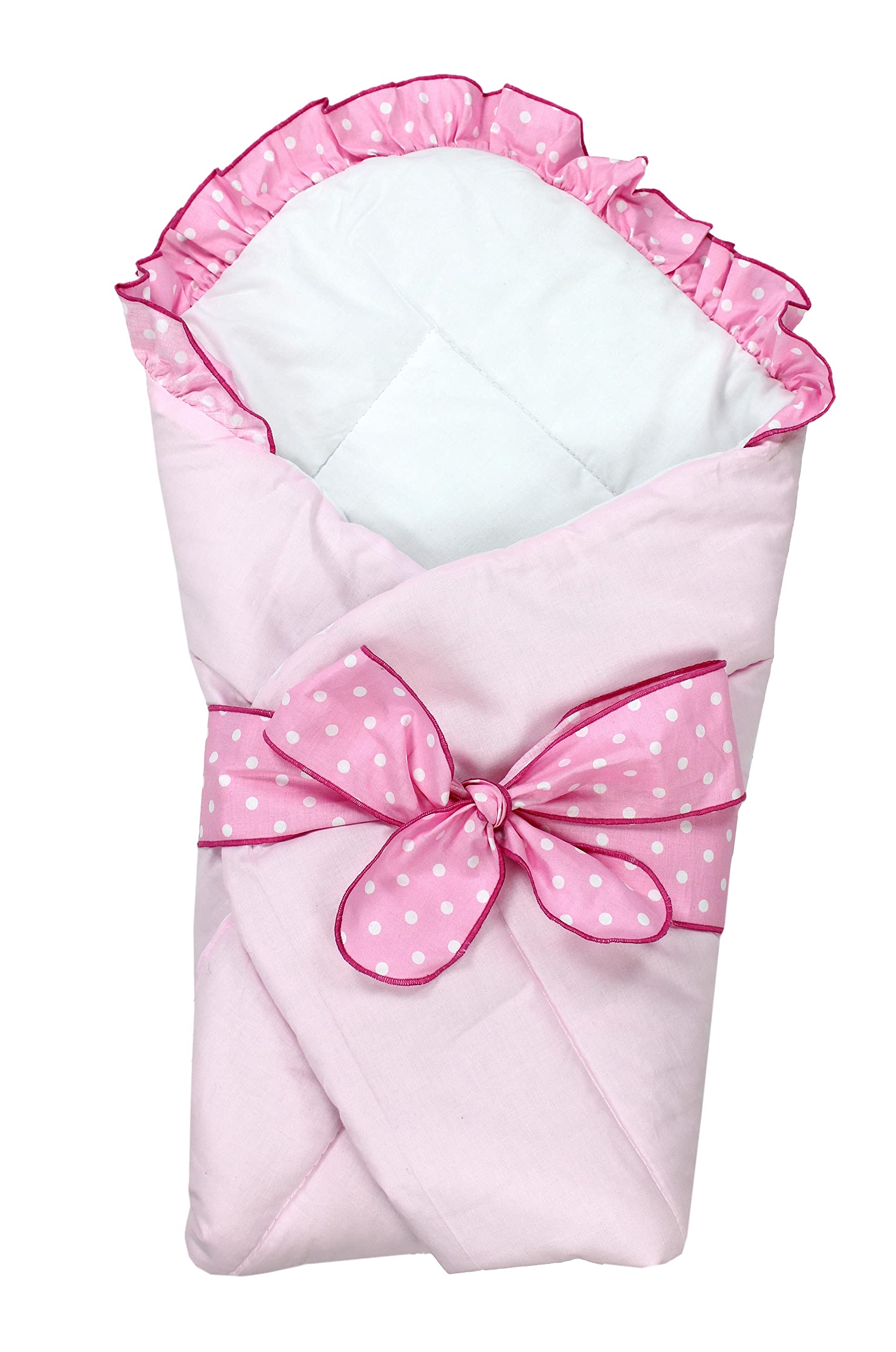 TupTam Baby Swaddle Blanket Padded Wrap with Deco Bow, Pink light, 70 x 70 cm