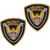 Hero's Pride Security Officer Shoulder Patch 4x4 - Full Color Dark Gold Border - 100% Embroidered, 6,500 Stitches - Durable Sew-On Uniform Patch for Long-Lasting Use (Pack of 2)