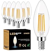 GOLSPARK E12 LED Bulb Dimmable, Candelabra LED Bulb 40W Equivalent, 3000K Warm White, B11 B10 Type B LED Light Bulbs 4W, 400LM, CRI 85+, Clear Filament Candle Light Bulbs Small Base, 6 Pack