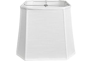 TOOTOO STAR Square Cut Corner White LampShade, 10" Top x 13" Bottom x 10.5" High Medium Shade (Spider Fitter), Handmade of Natural Linen, Easy to Assemble, Suitable for Table Lamps and Floor Lamps