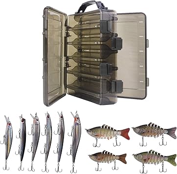 Amazon ルアーセット バス トラウト ルアー ミノー ジョイントルアー ルアーケース付 淡水海水 全層完備10本セット Easy Catch ルアー