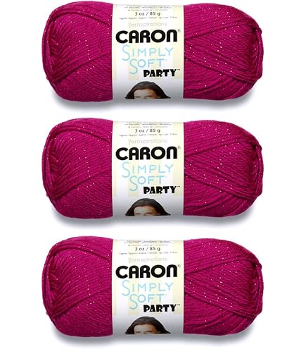 Caron Simply Soft Party Lana Acrilica Con Paillettes, 3 Gomitoli Da 85g, Colore Platinum Sparkle, Peso 4 (Medio), 150m
