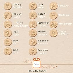 MEVECCO Birth Flower Necklace 18k Gold Engraved