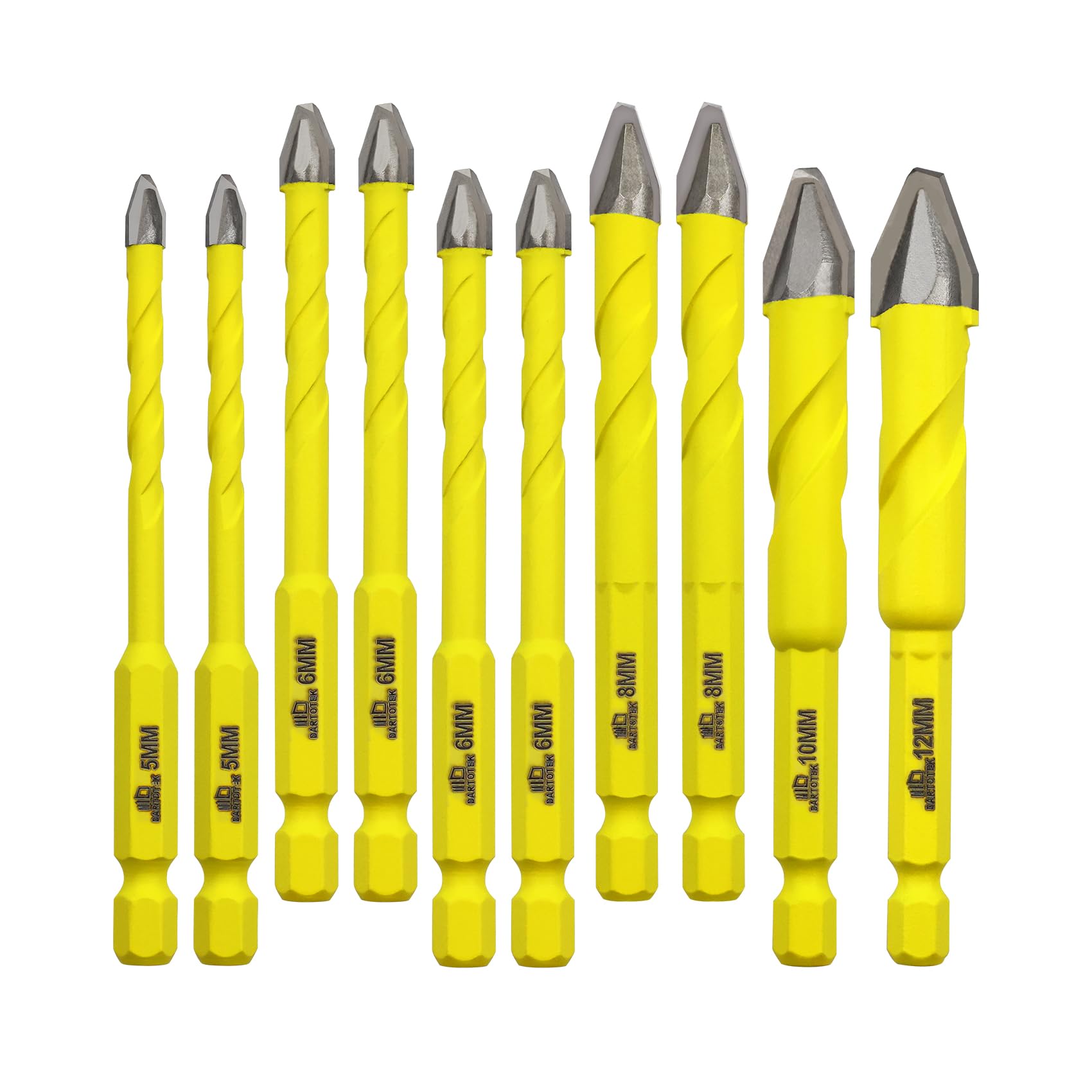 Crooked Head Eccentric Drill Bits 5/6/8/10/12MM Sets of DARTOTEK Twist Drill Bits Wood/Plastic/Glass/Concrete Brick Multi-Material Drill Bit with Bit Storage Case,10 pcs — image 1