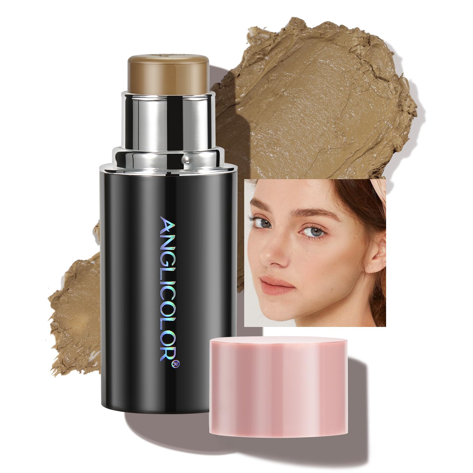 Angicolour Cream Bronzer - Long Lasting, Smooth Contour Stick Matte, Blendable, Floral Fragrance, Hydrating, Define 3D Contouring, Better for Fair Skin (01#Grayish Brown)