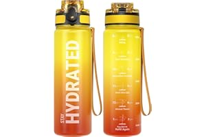 SAHARASAILOR Sahara Sailor Water Bottles, 32oz Motivational Sports Water Bottle with Time Marker - Times to Drink - Tritan, BPA Free, Wide Mouth Leakproof, Fast Flow Technology with Clean Brush (1 Bottle)