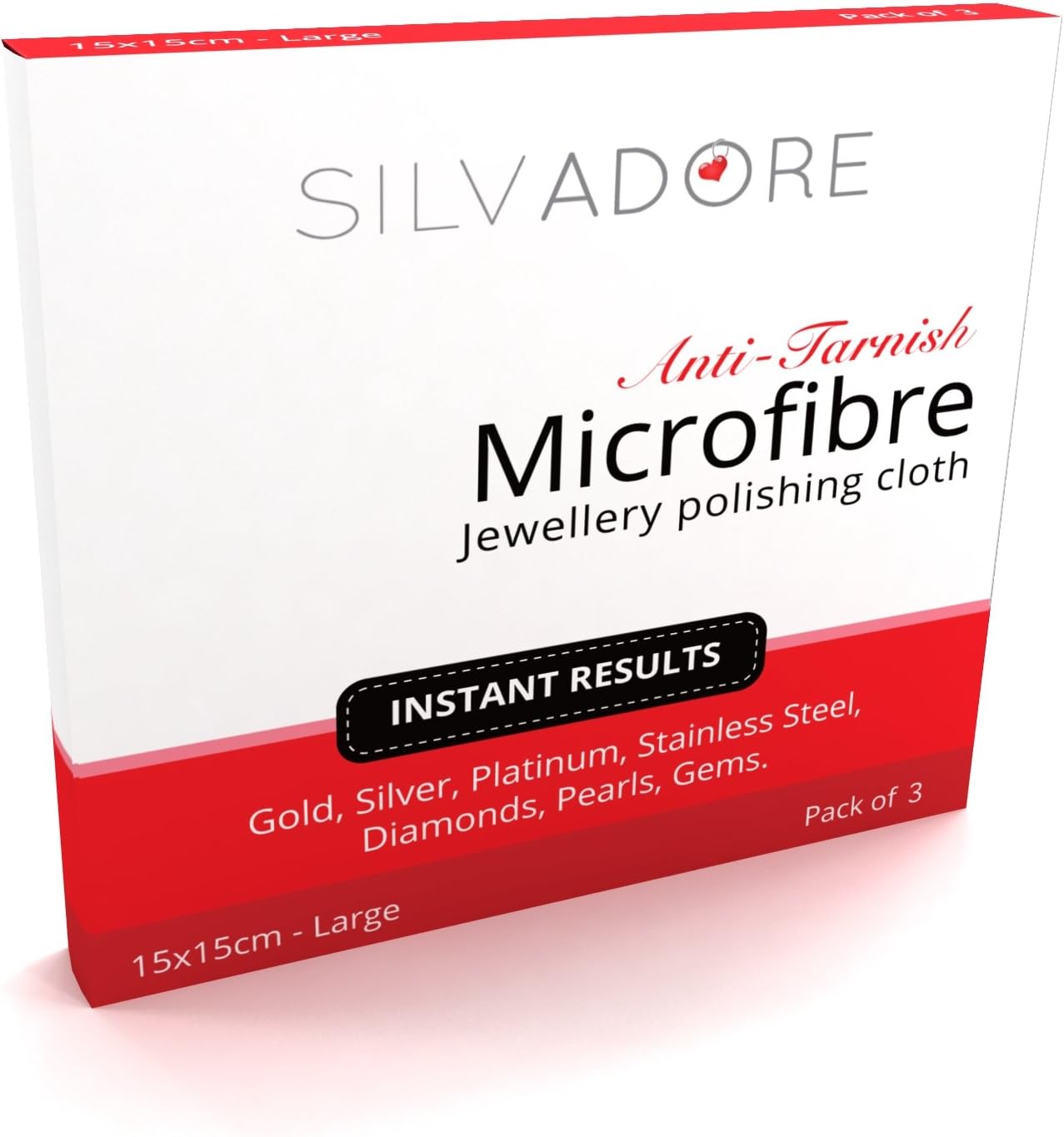 SilvadoreSilver Jewellery Cleaner Polishing Cloth - for Rings White Gold Platinum Diamond Ring - Microfiber Cloths for Screen Glasses Lens Watch Kit - Anti Tarnish Formula Solution