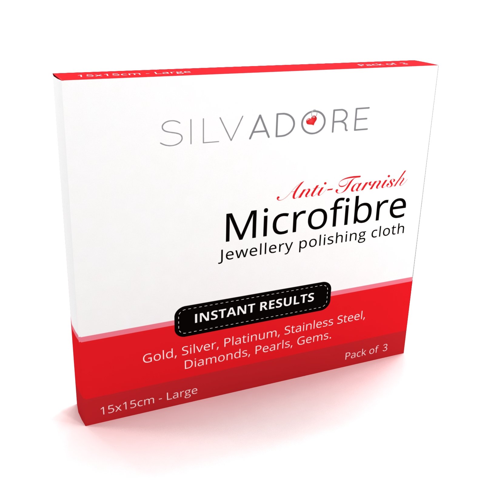 SilvadoreSilver Jewellery Cleaner Polishing Cloth - for Rings White Gold Platinum Diamond Ring - Microfiber Cloths for Screen Glasses Lens Watch Kit - Anti Tarnish Formula Solution