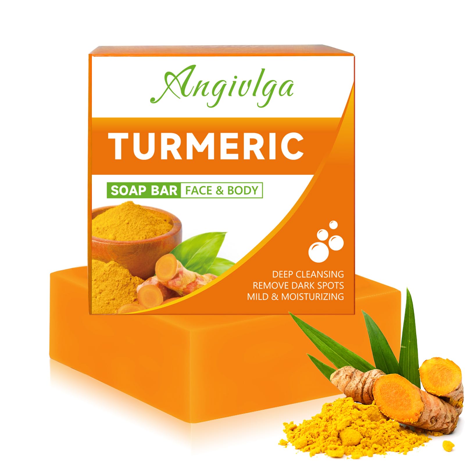 Turmeric Soap, Nature Turmeric Handmade Soap Bar For Face & Body,Dark Spot Corrector Remover,Moisturizing Erase Fine Lines,Firming, Friendly Vegan&Cruelty Free (2 PCS)