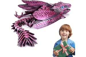 KLURSY 2024 New 3D Printed Dragon with Wings, 3D Printed Feathered Wyven Dragon Toy Articulated Miniature Dragon Statues and Figurines Office Desk Pet Novel Toy Gift for Kids or Friends! (Laser violet)