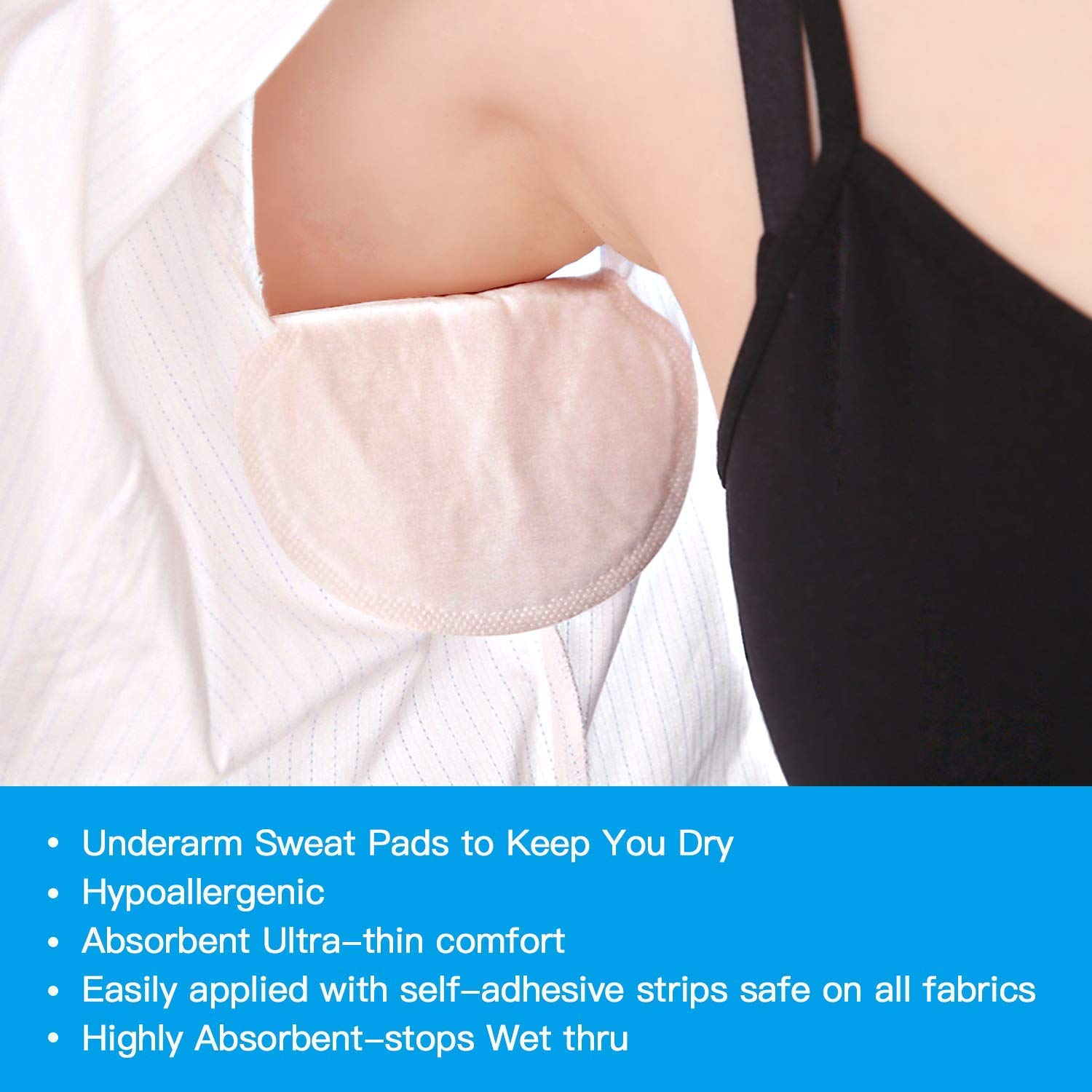 Underarm Sweat Pads - OTTOLIVES PREMIUM QUALITY Fight Hyperhidrosis [100 Pack] for Men and Women Comfortable, Non Visible, Extra Adhesive, Disposable Dress Guards/Shields, Non Sweat Armpit Protection : Beauty
