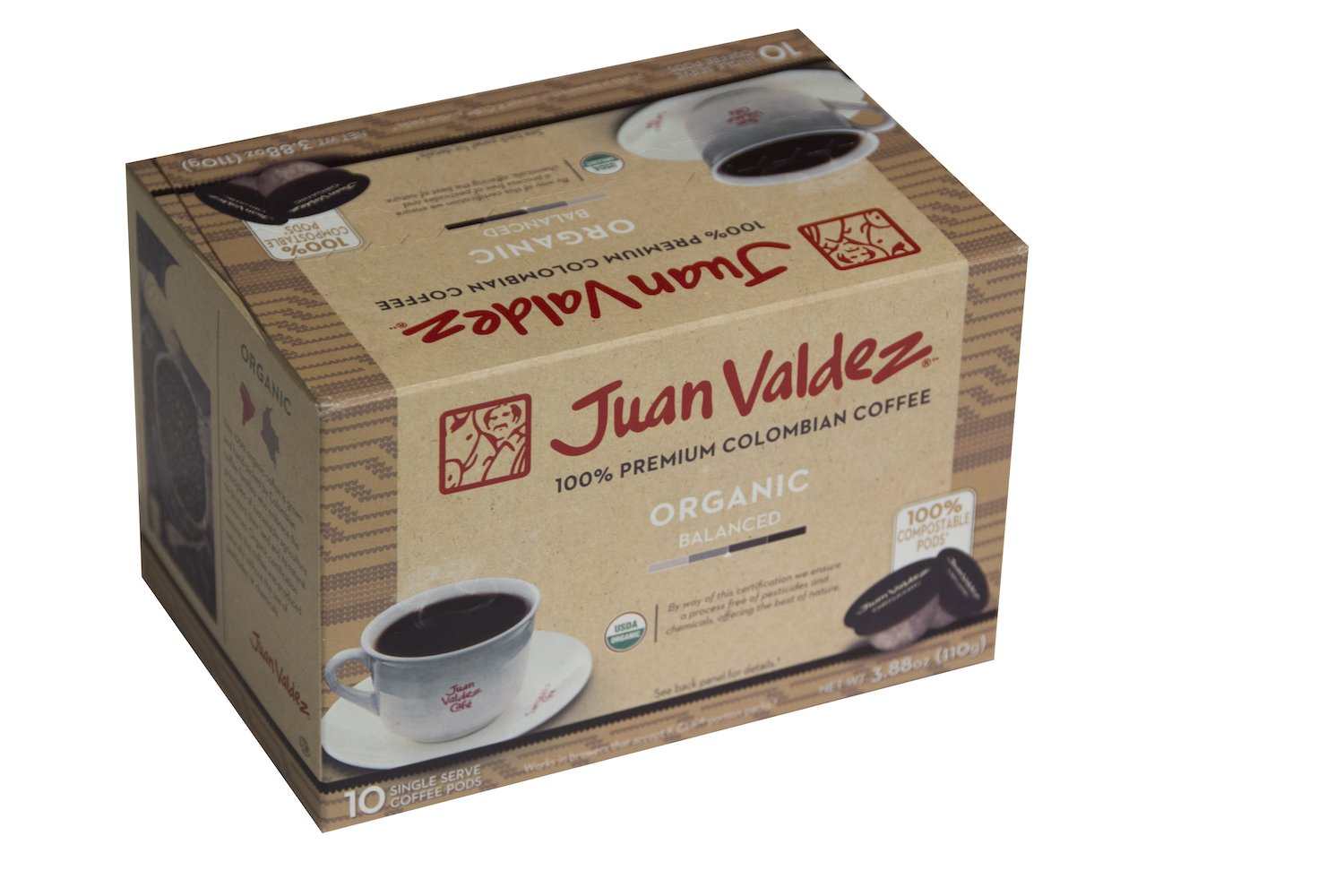 Juan Valdez 100% BPI Certified Compostable Single Serve Coffee Pods, Organic Medium Roast, 10 Count