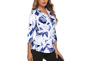 Koscacy Women's 3/4 Roll Sleeve Golf Tennis Polo Shirts UPF50+ Half Zip Dry Fit Workout Tops Athletic Shirt