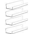 Cq acrylic 15" Invisible Acrylic Floating Wall Ledge Shelf, Wall Mounted Nursery Kids Bookshelf, Invisible Spice Rack, Clear 