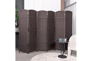 JVVMNJLK Room Divider, Folding Privacy Screens with Double Hinge, Room Dividers and Folding Privacy Screens, Extra Wide Foldable Panel Partition Wall Divider, Brown