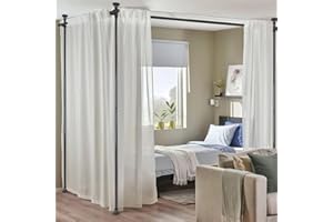 Room Divider, No Drilling Curtain Rod Hanging Wall Divider for Room Separation, 120” Tall 114” Wide Adjustable Floor to Ceili