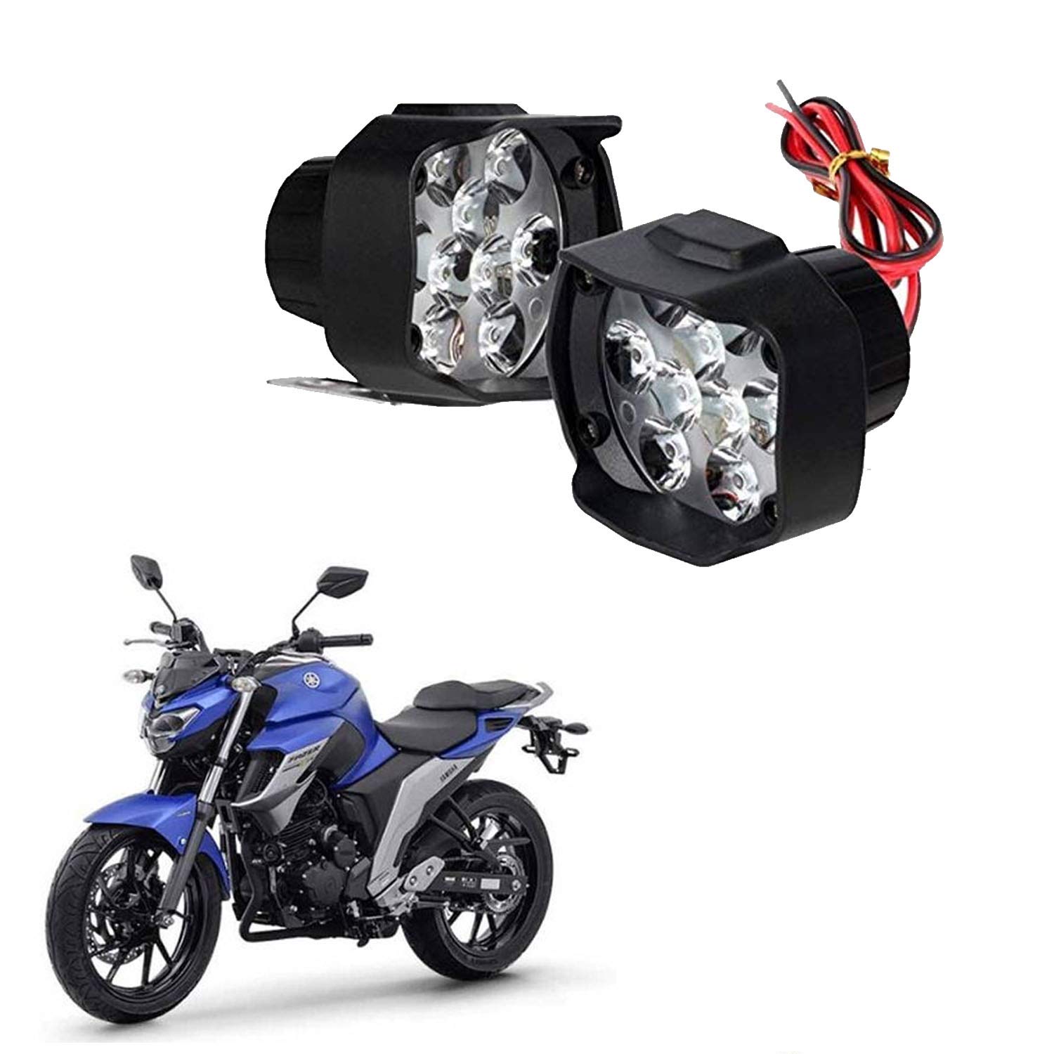 Vagary Set Of 2 Shilon 9 Led Small Round Auxiliary Bike Fog Lamp Light For Yamaha Fz Amazon In Car Motorbike