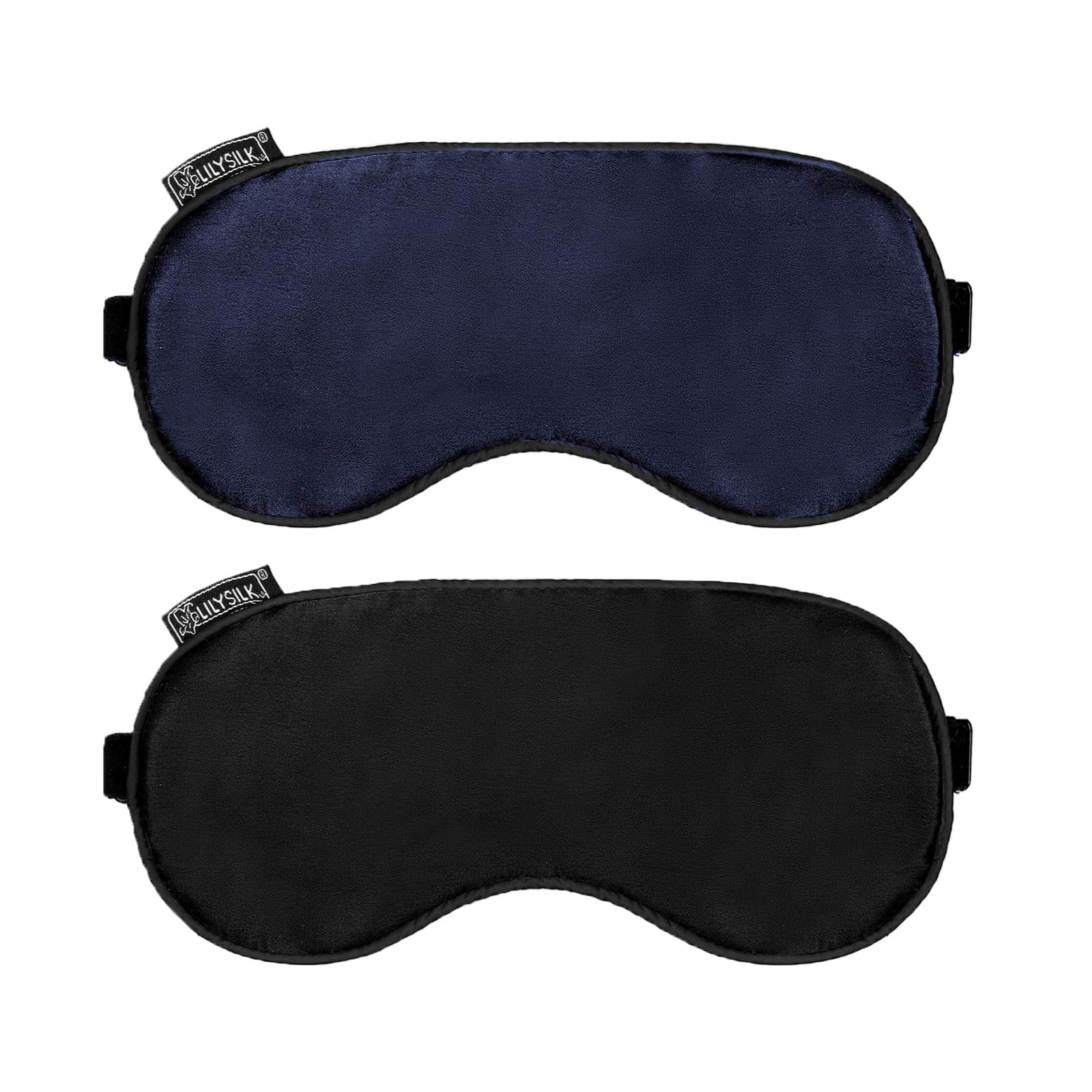 Photo 1 of LILYSILK 100% Silk Sleep Mask-Blindfold with Elastic Strap 2 Pack, Soft and Comfortable Night Eye Mask for Men Women, Eye Blinder for Travel/Sleeping/Shift Work, Black+Navy Blue