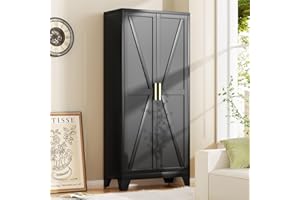 Tall Pantry Storage Cabinet,71H Metal Storage Cabinet with 2 Doors and 4 Adjustable Shelves,Kitchen Pantry Cabinets,Farmhouse