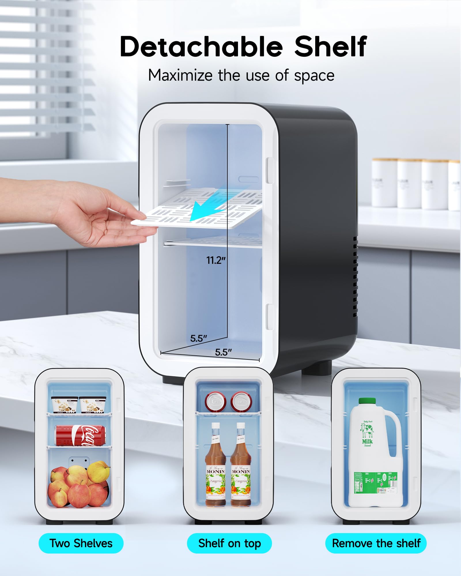 BEICHEN Mini Fridge,6 Liter / 8 Can Small Fridge for Bedroom, Car, Office & Dorm, AC100-120 V/DC 12 V Portable Thermoelectric Cooler & Warmer for Skincare, Food, Drinks,Black ?