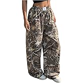 GORGLITTER Women's Camo Pants Baggy Sweatpants Joggers Camouflage Wide Leg Sweat Pants Street Wear