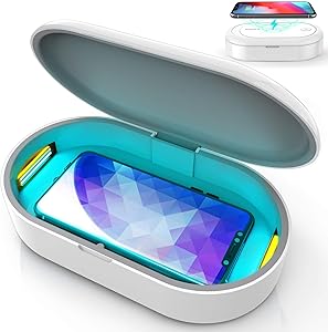 UV Lights Phone Sanitizer Box, UVC Sterilizer Box and Wireless Charging Phone Cleaner Box with Aroma Diffuser for phone Jewelry Makeup Tools