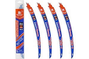 BRSCHNITT Japanese Teeth Reciprocating Saw Blades 15'' 4PCS - Curved Edge Wood Pruning Saw Blades 6TPI for Tree Trimming,Cr-V